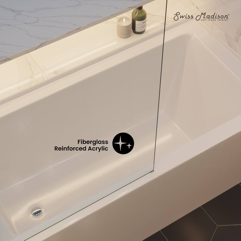 Voltaire 60" x 30" Left Drain Skirted Soaking Bathtub with Apron ADA Height in Glossy White