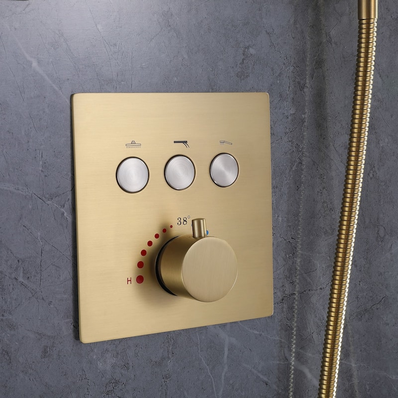 Thermostatic Shower System With Rough-in Valve Bathroom Shower Faucet With Hand Shower And Body Jet Rain 10 Inch Shower Head Set