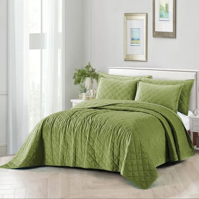 Serenta Velvet Quilts 5 Piece Ultra Soft Floor Touching Bedspread Set