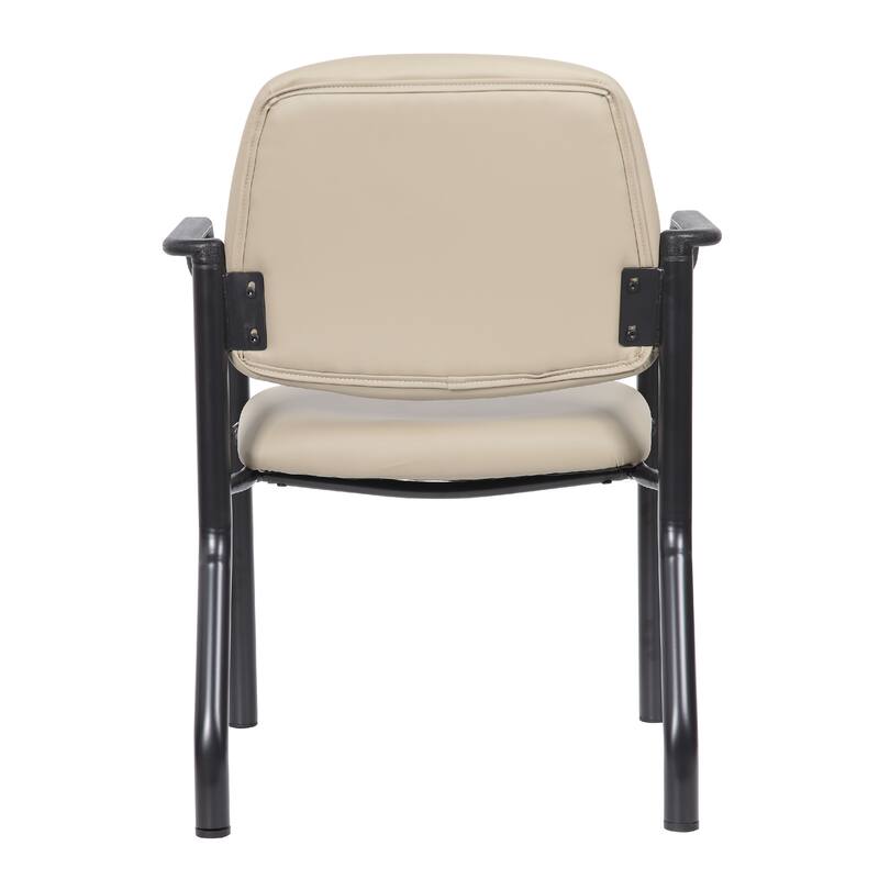 Theo Guest Chair with Modern Steel Frame, Beige Antimicrobial Vinyl