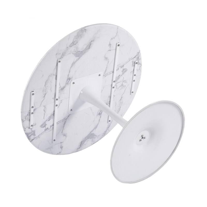 42.1"Tulip Table, Mid-Century Dining Table For 4-6 People - Round MDF Table Top (The Tabletop Consists Of Two Panels)