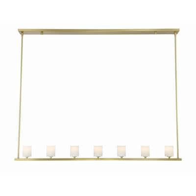 Aragon 7 Light Soft Brass Chandelier - 56"W x 10.75"H x 4.25"D