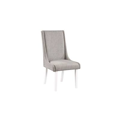 White/Gray Fabric Upholstered Wood Frame Dining Chair, Set of 2, Sturdy Dining Chair for Dining Rooms - 19.5