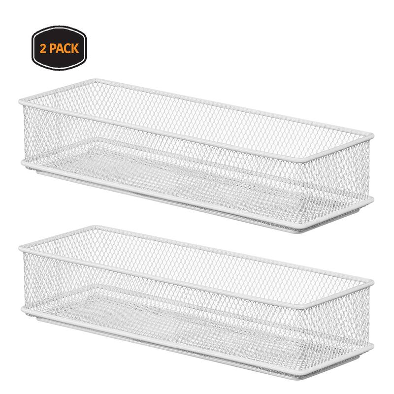 Ybm Home White Mesh Drawer Cabinet Shelf Organizer Bins, School Supply Holder, Pack of 2 - 6x9x2