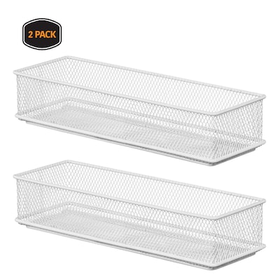 Ybm Home White Mesh Drawer Cabinet Shelf Organizer Bins, School Supply Holder Office Desktop Organizer Basket 3x9x2 In 2 Pack