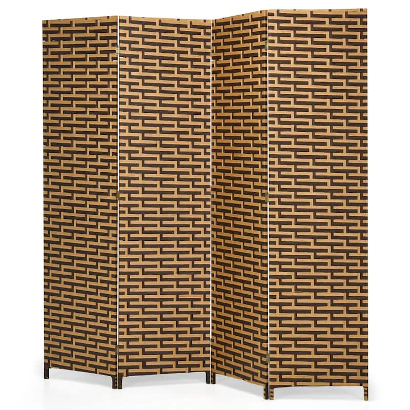 Costway 4 Panel Fiber Privacy Partition Screen Folding Room Divider - 71'' x 71''