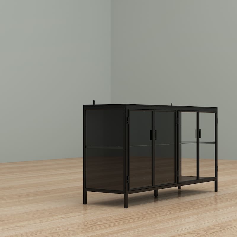 55.1"W Diplay Cabinet Collectible Cabinet Metal Frame with Lighting
