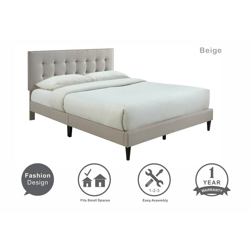 Ella by Ovis Upholstered Tufted Platform Bed Frame