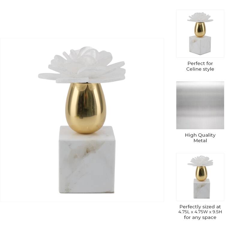 Marble Statue Elegant Floral Decorative Sculpture Object Home Decor