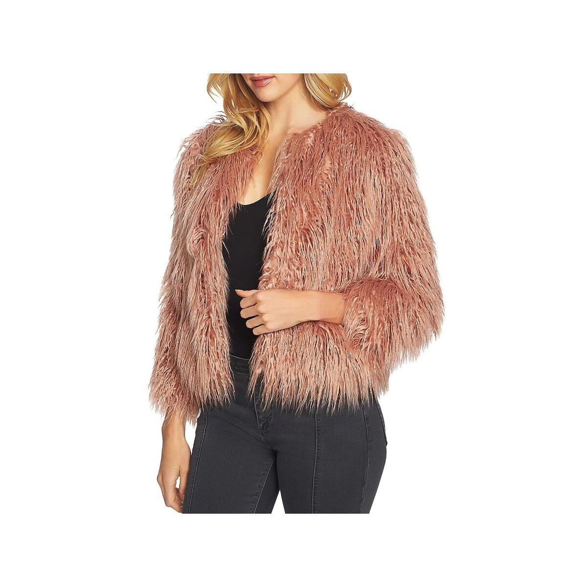 Shop 1 State Womens Faux Fur Jacket Winter 3 4 Sleeves Overstock