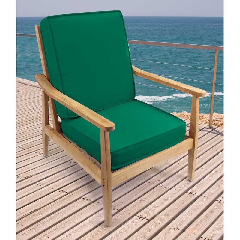 Sunbrella 22" x 45" Forest Green Solid Outdoor Deep Seat Chair Cushion Set with Ties - 45'' L x 22'' W x 4'' H - Canvas Forest Green