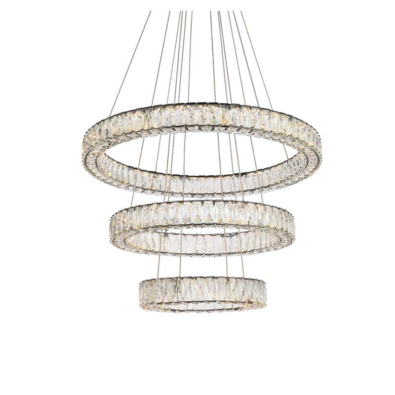 Indigo Home 32 inch LED triple ring chandelier in black