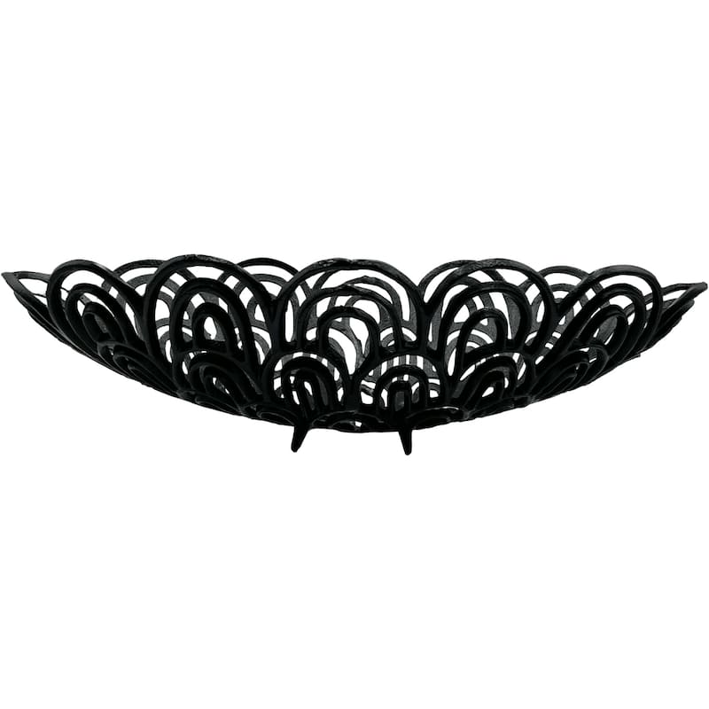 Decorative Handmade Aluminum Peacock Feather Bowl in Black