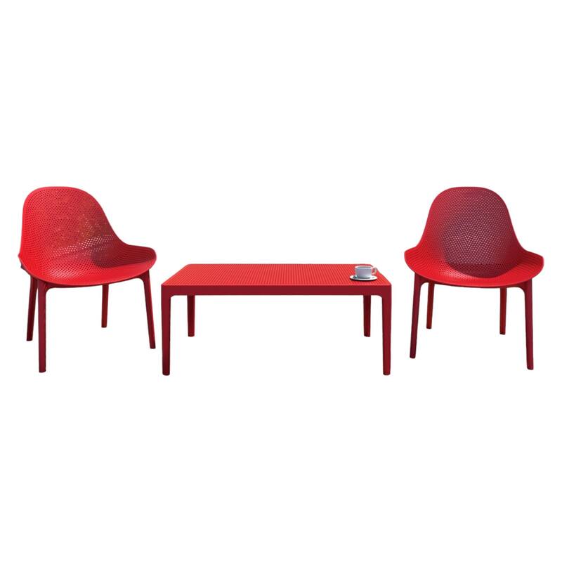 3-Piece Red Patio Lounge Set 39.5"