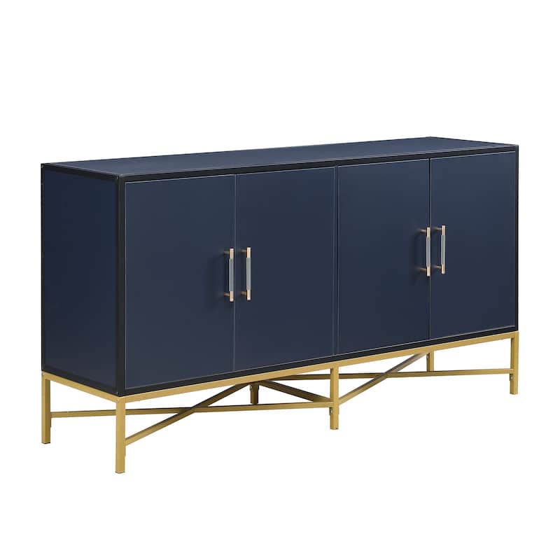 Four-Door Sideboard with Metal and Cross-Leg Design,Suitable for Living Rooms,Entrance and Study