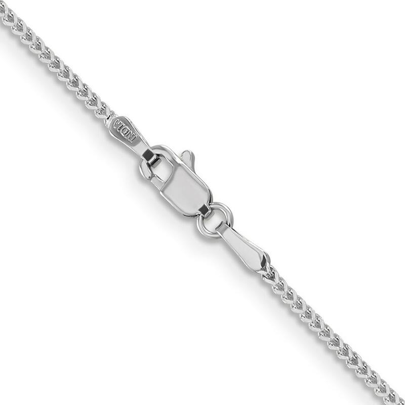 Curata 14k White Gold Solid Polished 1.0mm Franco Chain Bracelet Lobster Claw