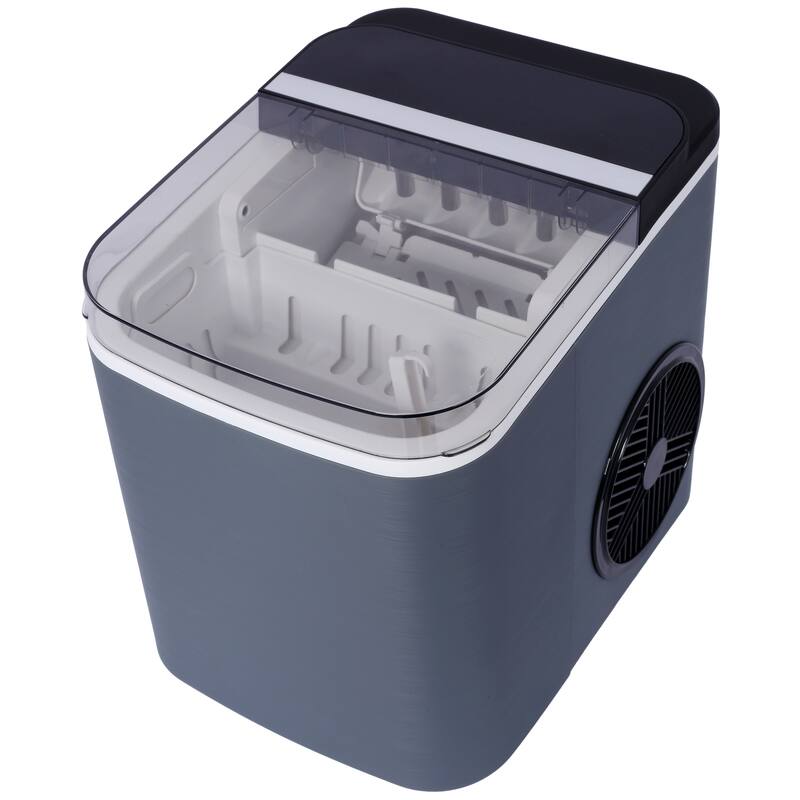 Anmytek Compact Countertop Ice Maker Fast Portable Small Kitchen Bar Appliance Gray Black See Through Lid
