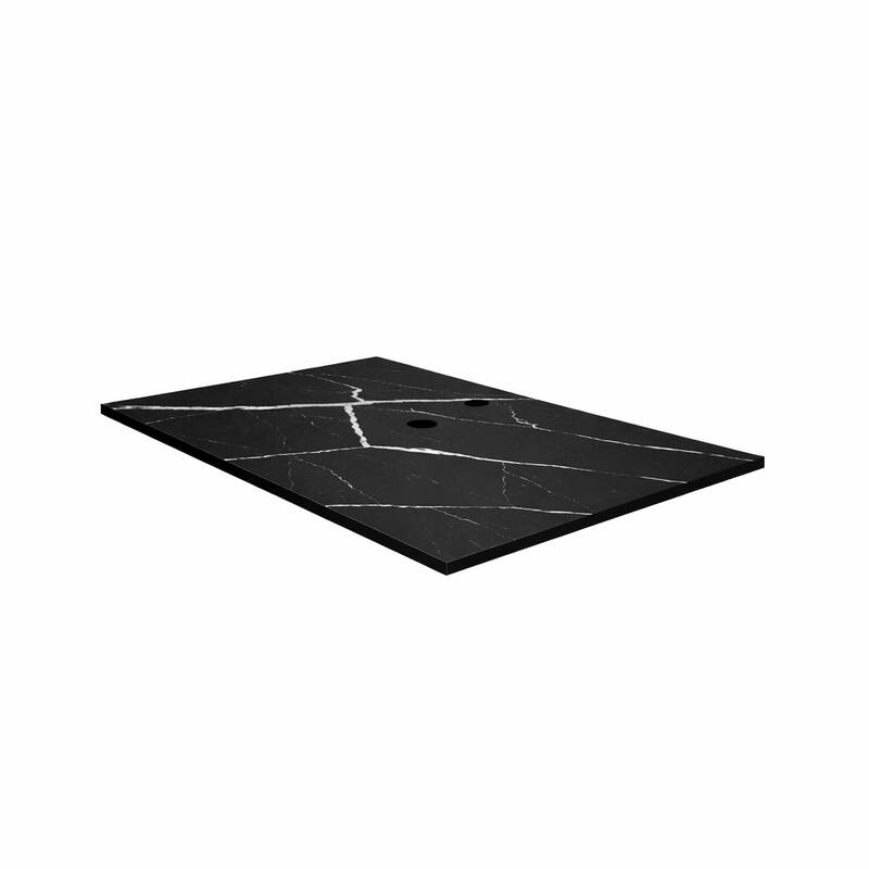 Thin Modern White and Black Solid Surface Vanity Countertop - Sizes 24", 30", 36", 48", 60", 72", 84"