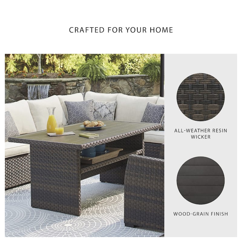 Signature Design by Ashley Easy Isle Dark Outdoor Brown Rectangular Table - 58.75" W x 33.5" D x 27.75" H