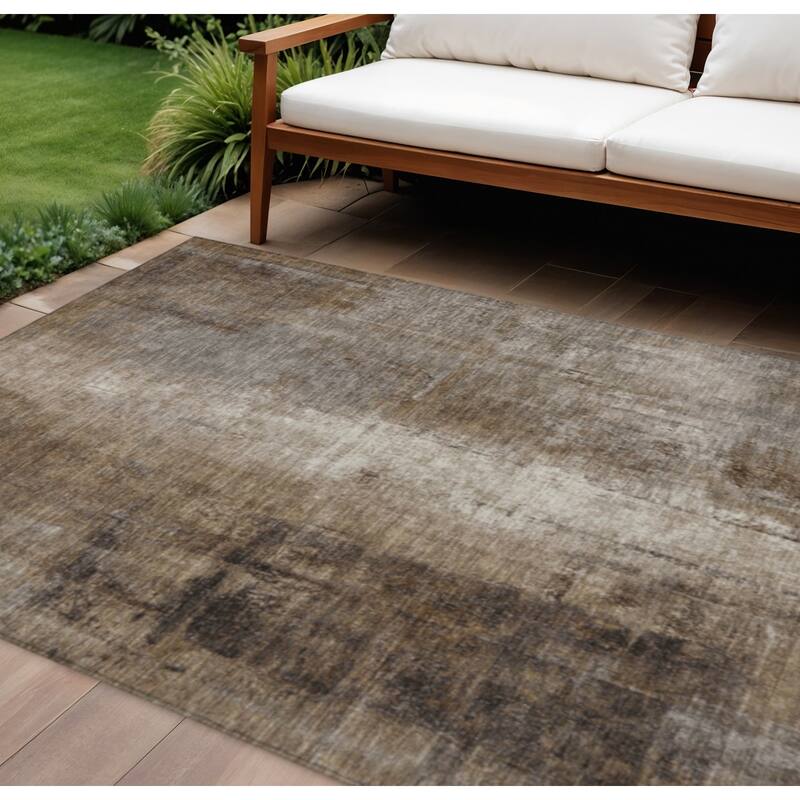 HomeRoots Abstract Transitional Rectangle Outdoor Rug - 9' X 12'