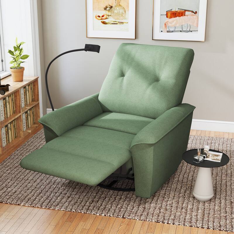 270°Power Swivel Rocker Recliner Chair w/Phone Holder, Electric Glider Reclining Sofa with USB Ports, Power Swivel Glider