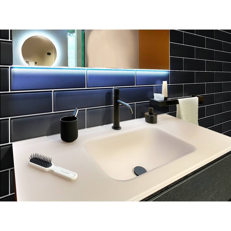 Apollo tile 3" x 12" Colorway Matte Black Glass Tile (5 sq ft/case) - 20 Pack
