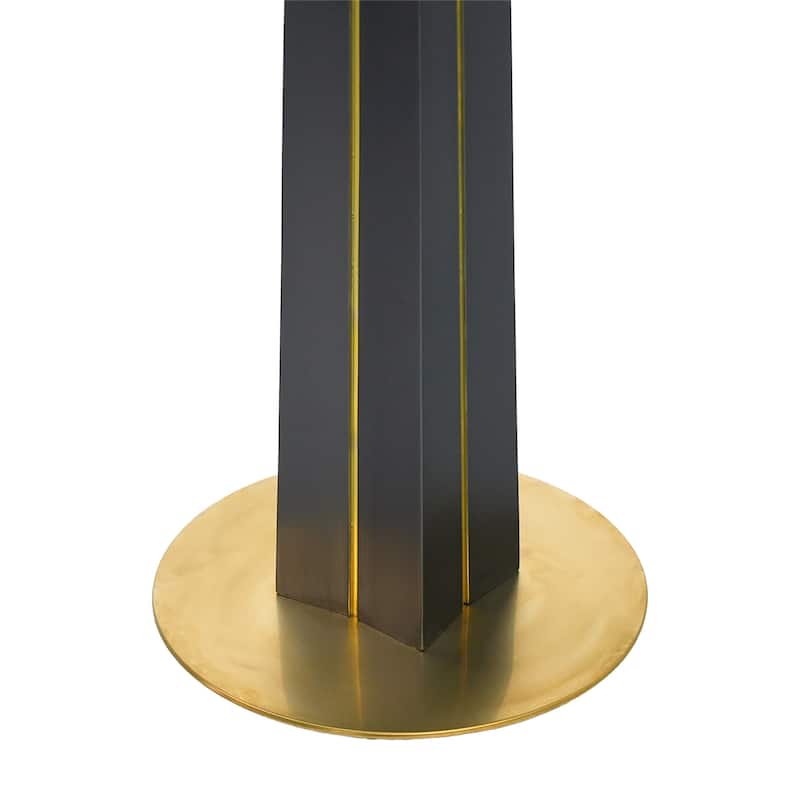 Modern Round Negotiation Table - 85cm Tempered Glass Top, Black Wooden Legs with Golden Metal Base(Only the Negotiation Table)