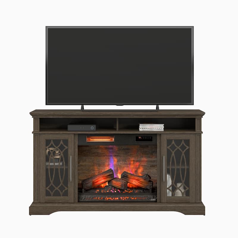 duraflame® Electric Fireplace TV Stand, Entertainment Center with Storage and Infrared Heater, Laurel Oak