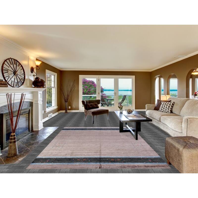 Gabbeh Indian Area Rug Handmade Brown Wool Carpet - 6'8" x 9'7"