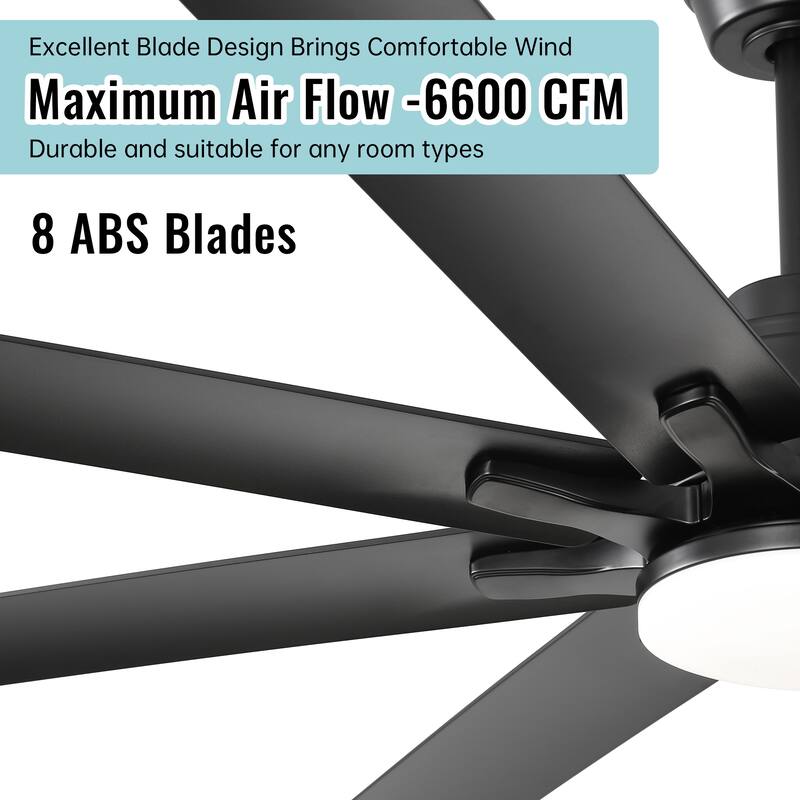 52 Inch/66 Inch/72 Inch Modern Ceiling Fan with Dimmable LED Light ,Remote&APP Control,8 Blades for Large Living Room,Porch