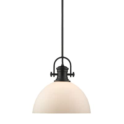 Golden Lighting Hines Single Light 13-1/2" Wide Pendant with Opal