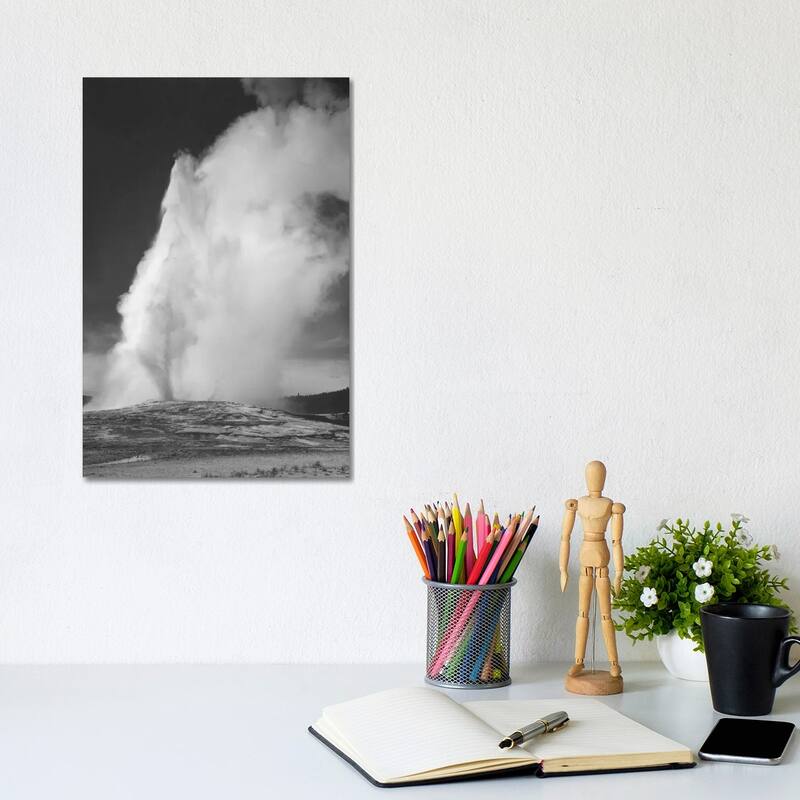 iCanvas "Old Faithful Geyser, Yellowstone National Park" by Ansel Adams Canvas Print - 12x8x0.75