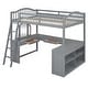 preview thumbnail 24 of 52, Solid Wood Loft Bed with Bulit-in U-shaped Desk and 2 Drawers, Full Size Loft Bedframe with Storage Shelves and Tri-fold Mirror