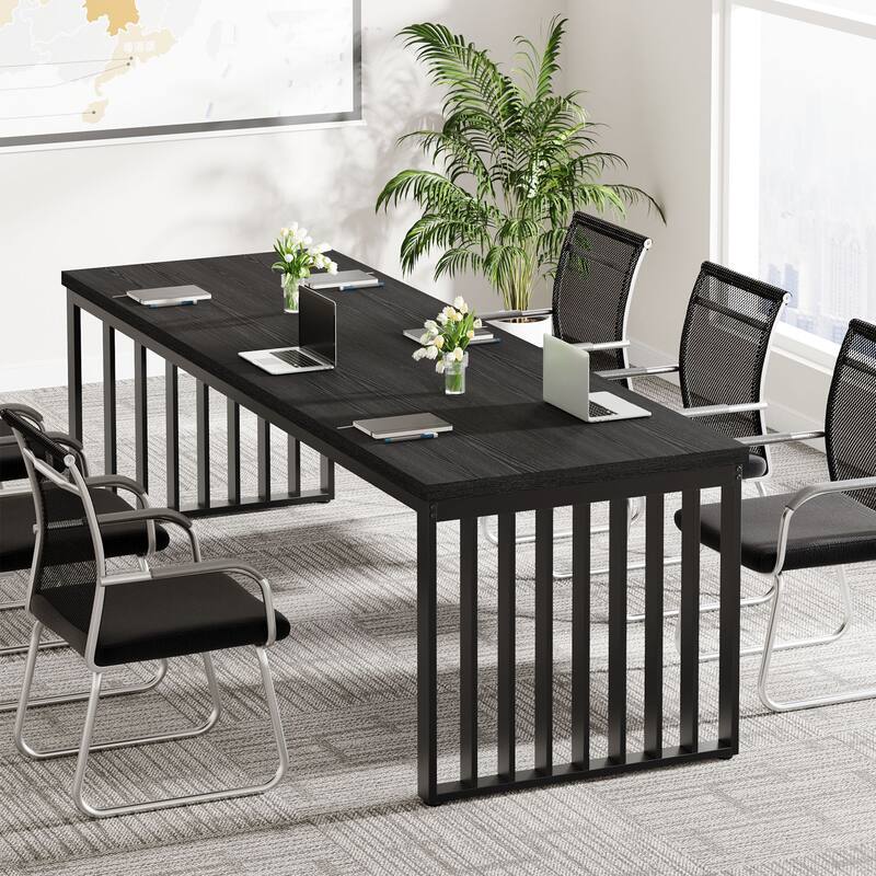6.5FT Conference Table for 6-8, Wood Meeting Table for Conference Seminar Room - Black
