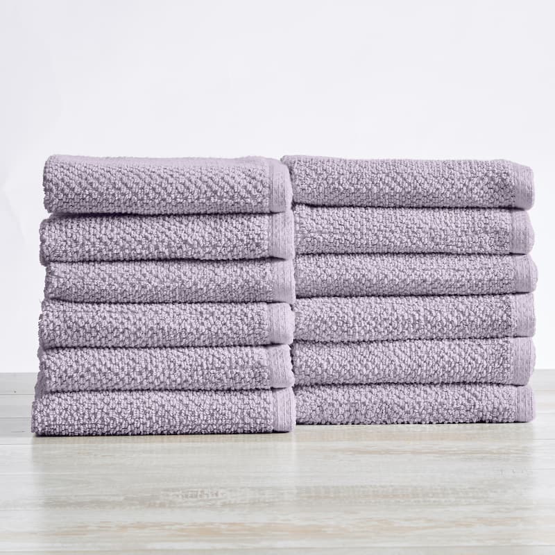 Luxurious Cotton Popcorn Textured Towel Set - Washcloths (12-Pack) - Lilac