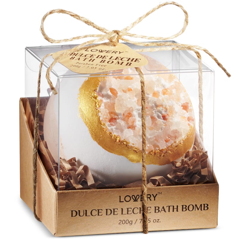 Lovery Handmade Dulce De Leche Bath Bomb, Extra Large Body Care Spa Ball, 7oz - Dulce De Leche - 7 oz