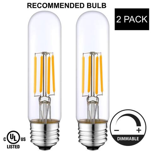 LED Light Bulb T10, 4W 400 Lumens (Warm White), (E26) UL-Listed  (Pack of 2) - Clear