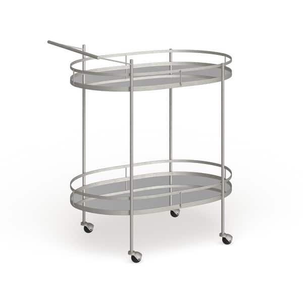 Safavieh Dante 30-in x 33.6-in Silver Oval Cart Bar Safavieh Dante 30-in x 33.6-in Silver Oval Cart Bar