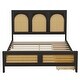 preview thumbnail 10 of 11, Rattan Design Full Wingback Bed Wood Storage Platform Bed with Headboard, 2 Drawers and Footboard, No Box Spring Required, Black