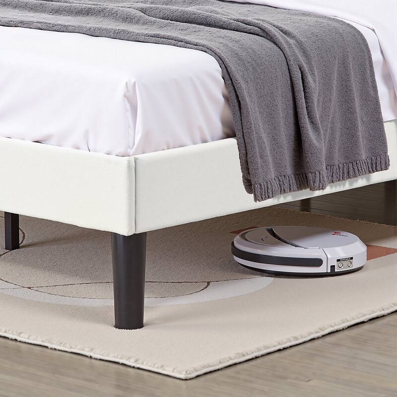Javlergo Modern Upholstered Bed Frame with Height Adjustable Headboard Heavy-Duty Frame No Box Spring Needed
