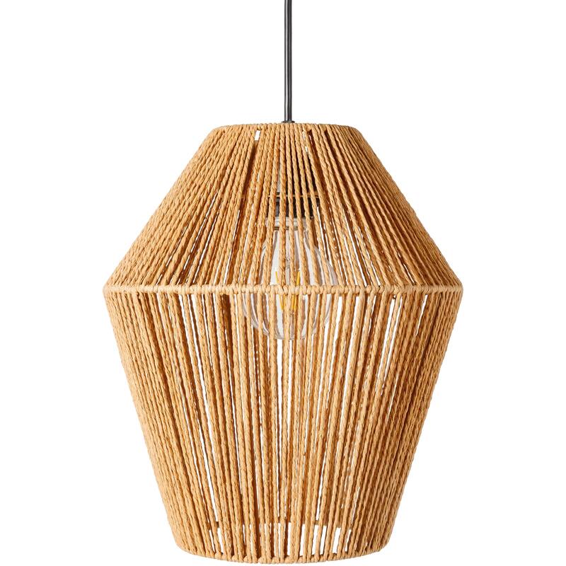 Camerano Paper Rattan Coastal Ceiling Pendant - 71"H x 11"W x 11"D