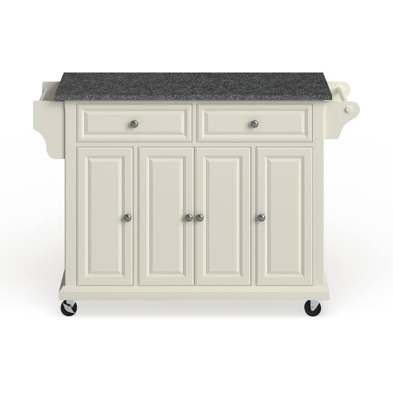 Crosley Full Size White Wood and Granite Top Kitchen Cart - 18"d x 51.5"w x 36"h