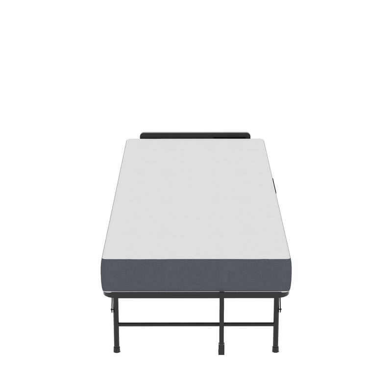 75" Folding Bed with Adjustable Headboard & 5" Memory Foam, Space Saving Rollaway Guest Bed for Tall People, Twin Cot on Wheels