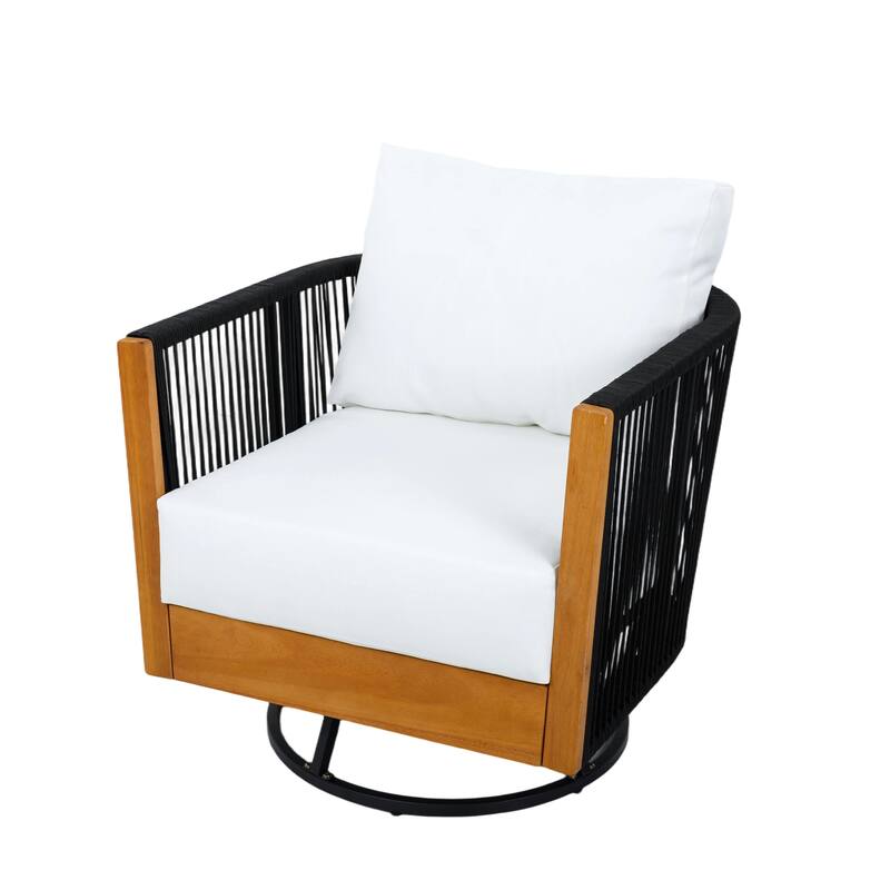 Christopher Knight Home - Modern 3-Piece Outdoor Swivel Chair Set with Side Table