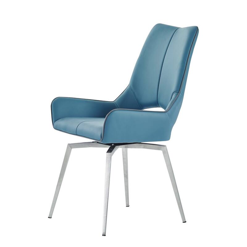Set of 2 Bucket Style Dining Chairs with Metalic Silver Base
