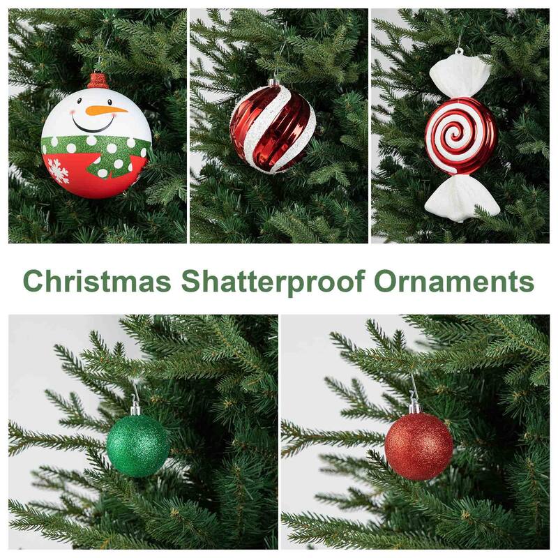 Glitzhome 18ct Christmas Tree Whimsical Red/ Green/ Silver Deluxe Large Ball Ornaments