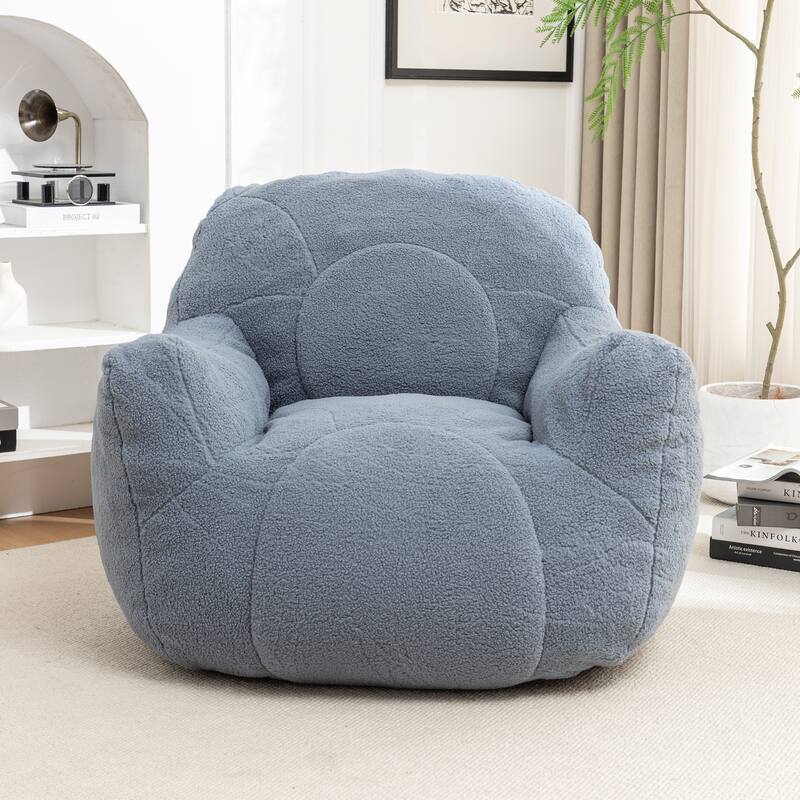 Bean Bag Chair Soft Fluffy Lazy Sofa with Memory Foam - Light Blue Teddy