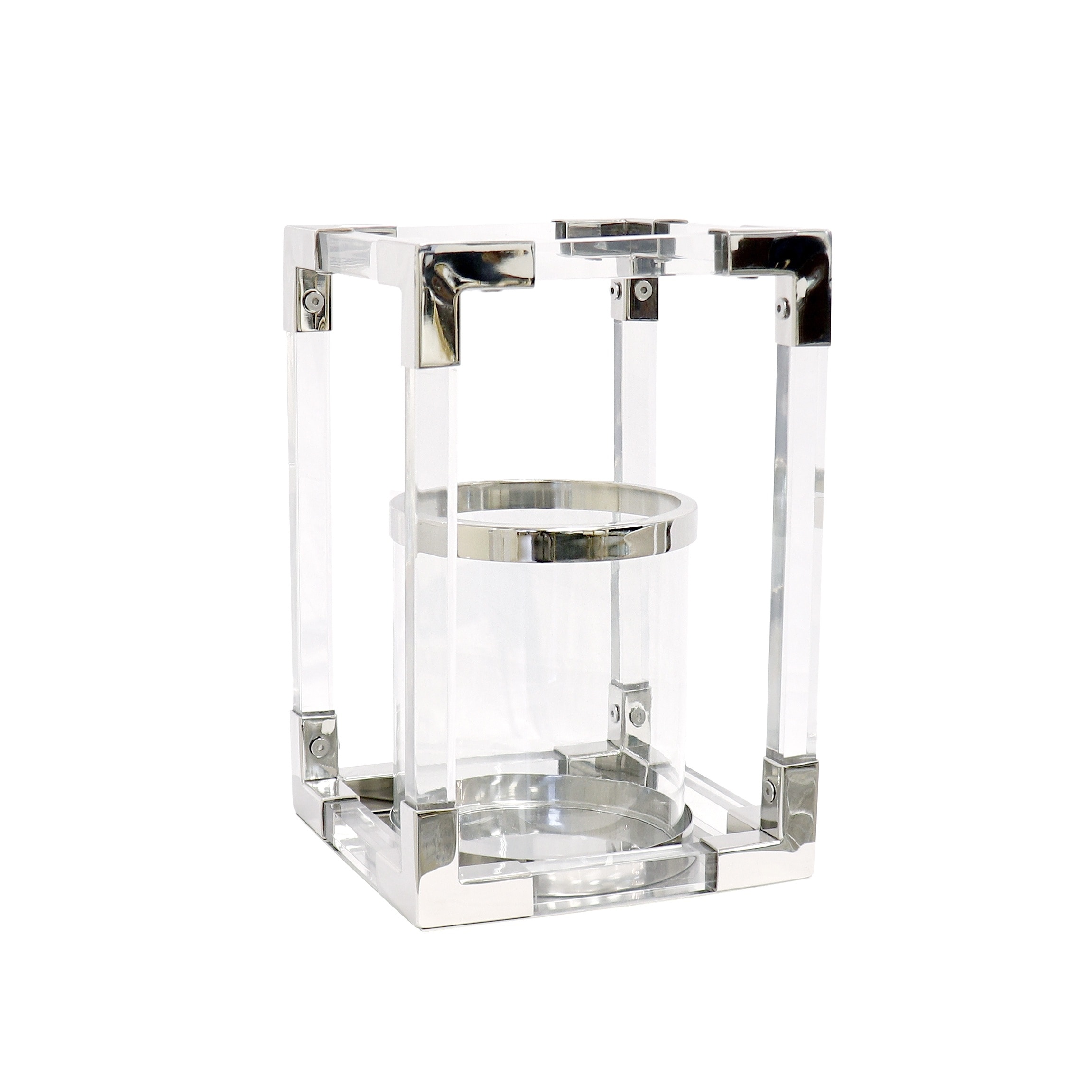 Pasargad Home Soren Chrome Polished Lucite Lantern