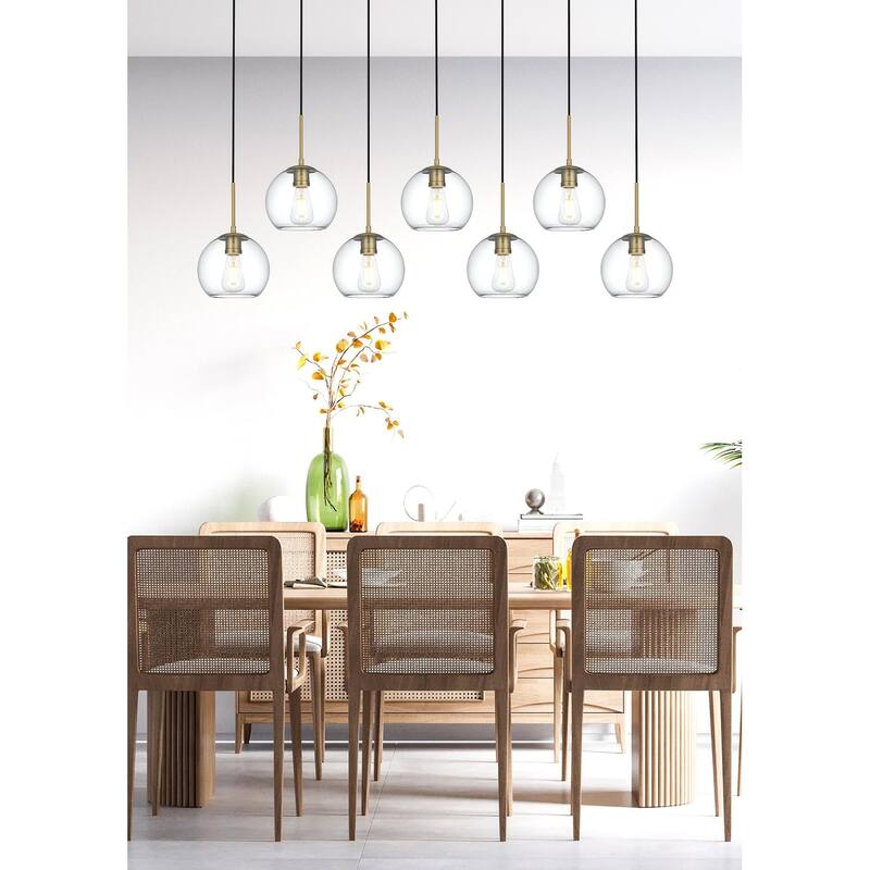 Elegant Lighting Baxter 7 Light 54" Linear Pendant with Clear Glass