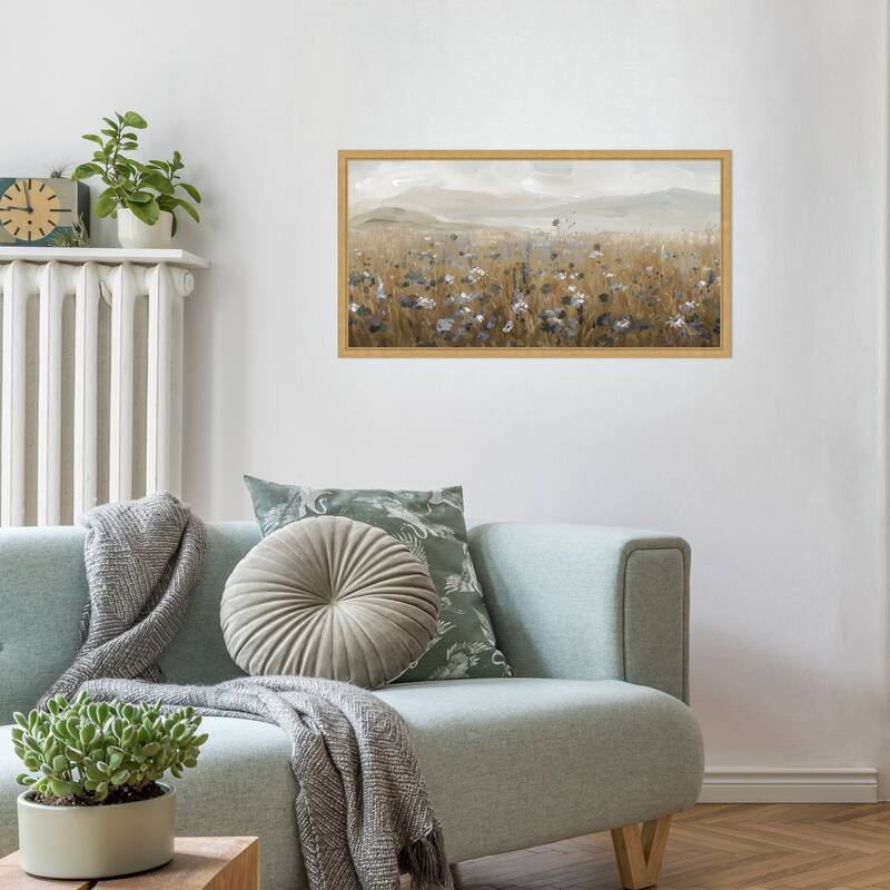 Field of Flowers Neutral by Danhui Nai Framed Canvas Wall Art Print